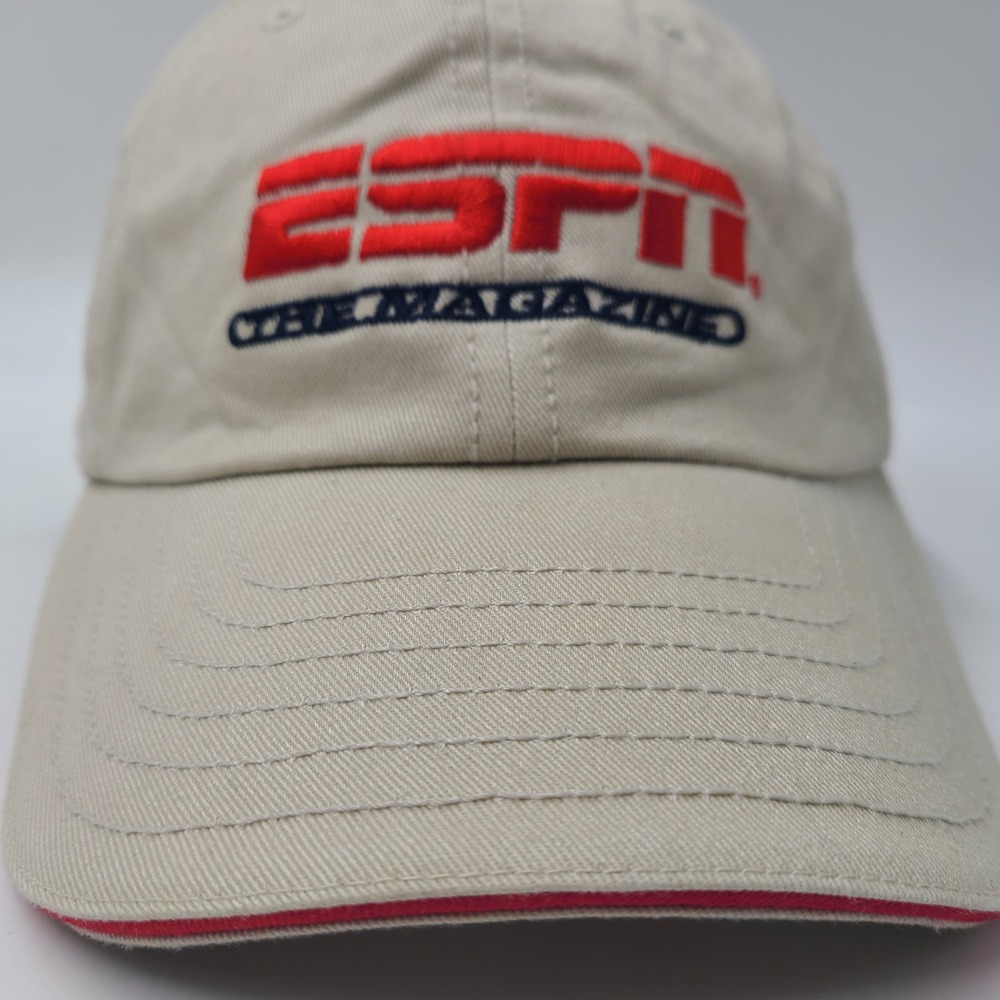 Vintage ESPN Hat Strapback Beige The Magazine Promo Casual Baseball Dad Cap Men - Picture 2 of 12